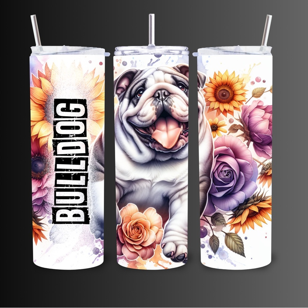 Bulldog Floral Tumbler